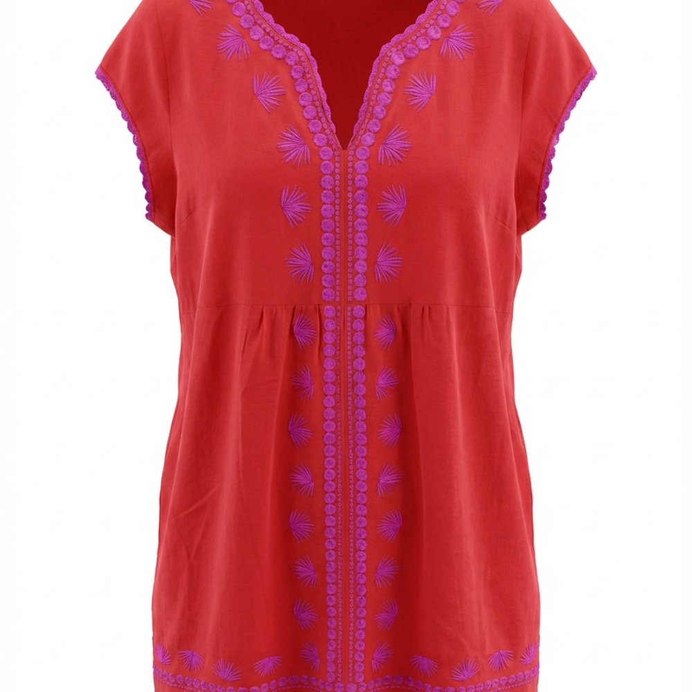 Boden Red Dress with Purple Embroidery